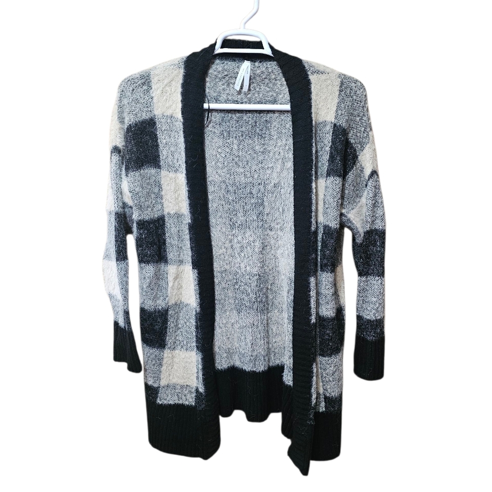 Dreamers‎ by Debut Plaid Fuzzy Open Front Cardigan Sweater Women’s Large